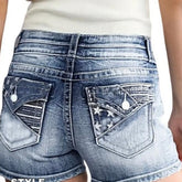 Generation AliExpress Amazon Cross-border New Arrival Men's Shorts Embroidered Details Frayed Retro Style